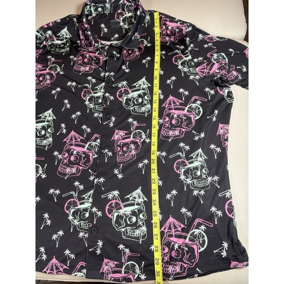 Puma Other - PUMA Shirt Mens XXL Black Mattr Tropi-Cool Skull Drink Cocktail Golf Polo Shirt